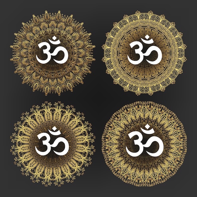 Aum-symbool van de hindoe-godheid God Shiva Set