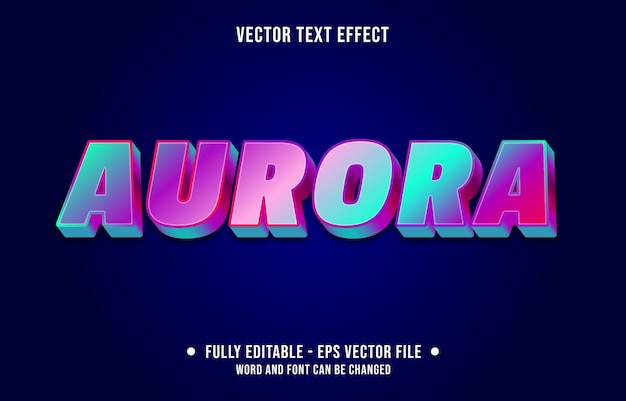 Vector aurora bewerkbaar teksteffect moderne verloopstijl