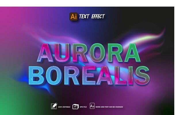 aurora borealis текстовый стиль редактируемый текстовый эффект eps файл