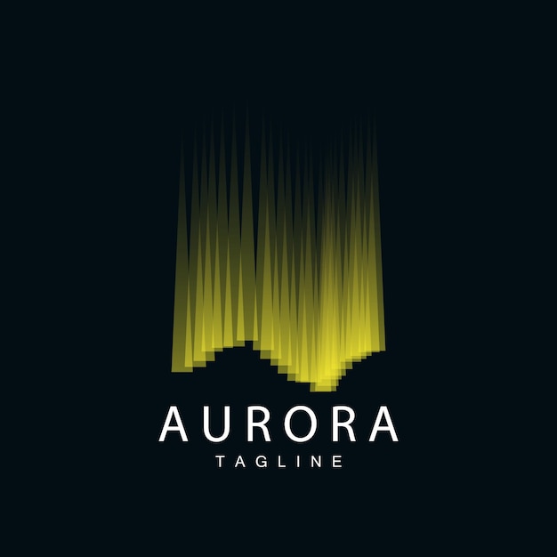 Aurora-logo Eenvoudig ontwerp Verbazingwekkend natuurlijk landschap van Aurora Vector Icon Template-illustratie