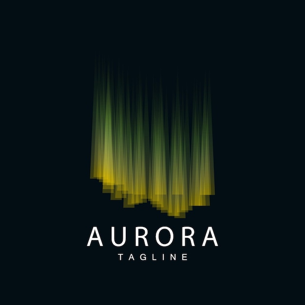 Aurora-logo Eenvoudig ontwerp Verbazingwekkend natuurlijk landschap van Aurora Vector Icon Template-illustratie