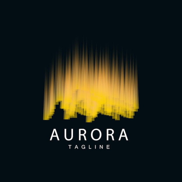 Aurora-logo Eenvoudig ontwerp Verbazingwekkend natuurlijk landschap van Aurora Vector Icon Template-illustratie