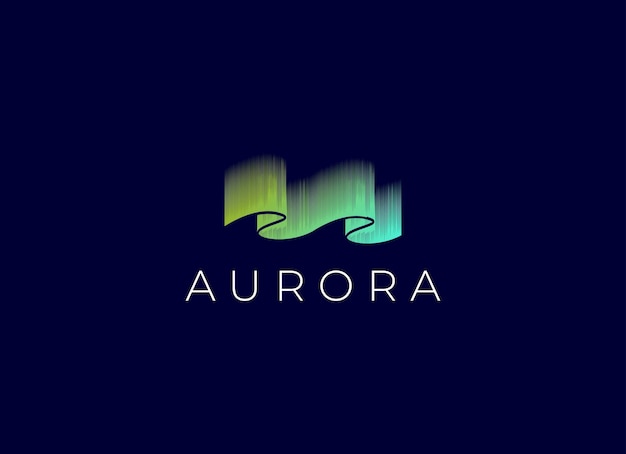 Aurora northern logo design luce del vettore aurora