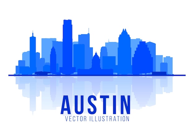 Austin texas skyline silhouet vectorillustratie achtergrond met een panorama van de stad zakelijk reizen en toerisme concept met moderne gebouwen afbeelding voor presentatie banner web s