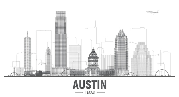 Austin Texas skyline silhouet vectorillustratie Achtergrond met panorama van de stad Zakelijk reizen en toerisme concept met moderne gebouwen Afbeelding voor presentatie banner website