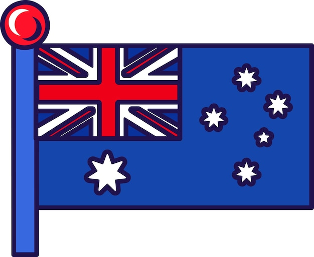 Вектор Национальный флаг австралии на векторе флагштока