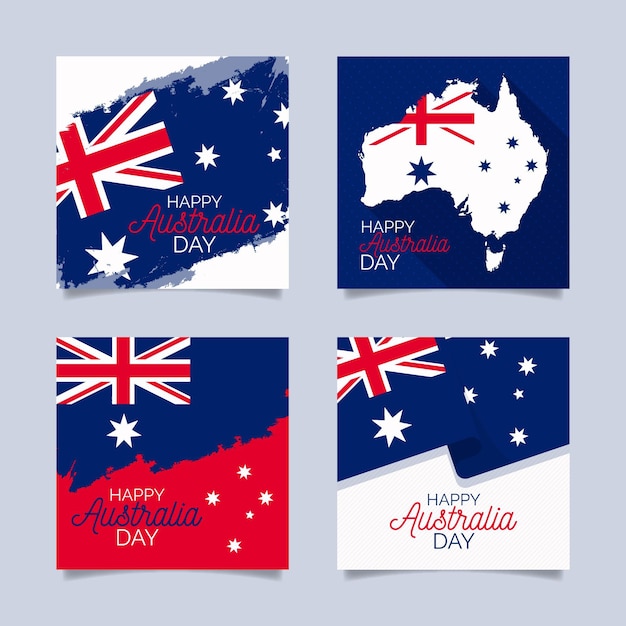 Australia day event greeting cards set