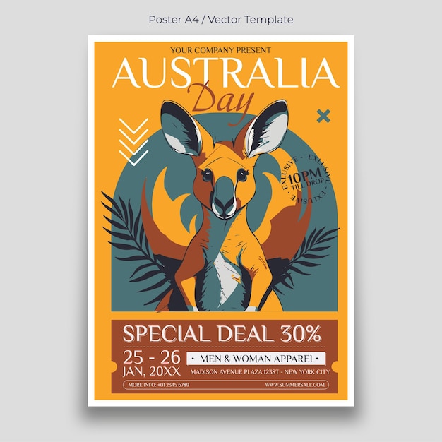 Modello di poster per l'evento dell'australia day