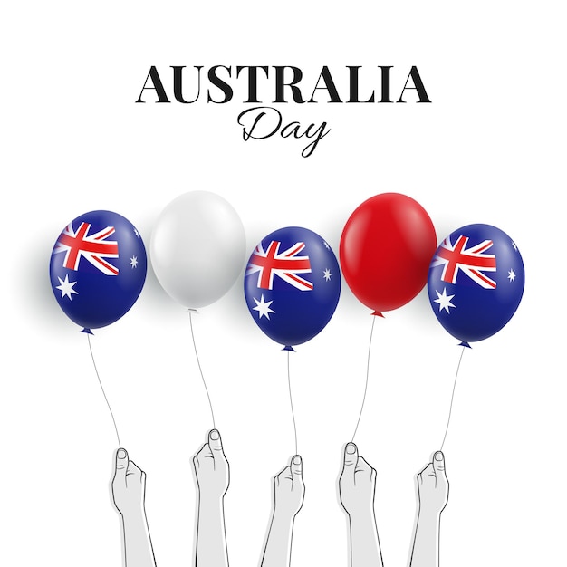 Vector australia day hands met ballonnen.