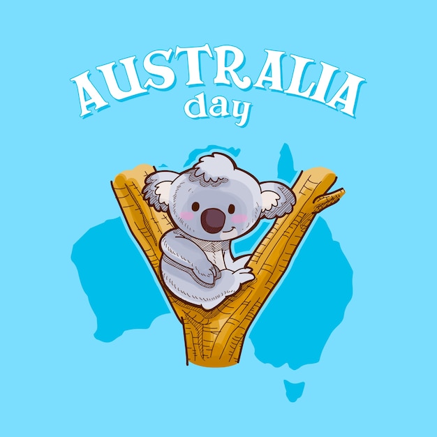 Australia day con un koala seduto sull'albero