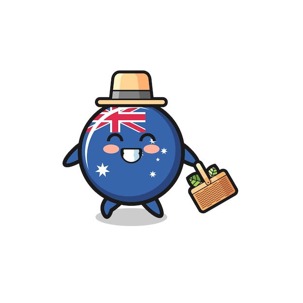 Australia flag herbalist character searching a herbal cute design