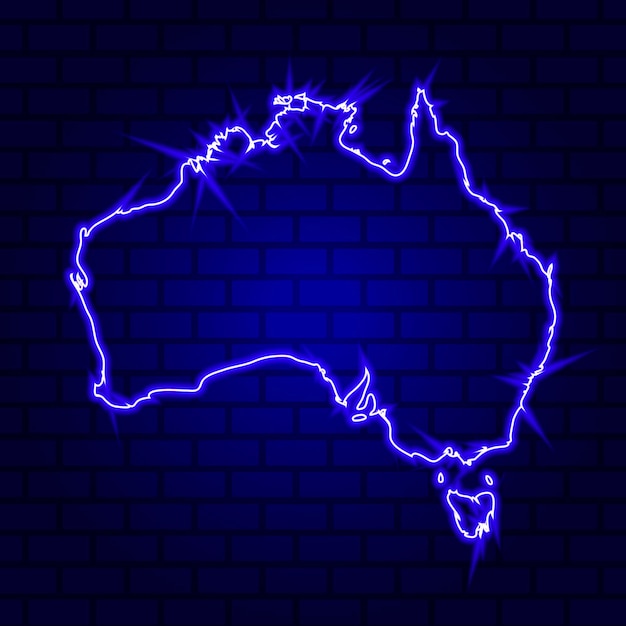 Vector australia glowing neon sign on brick wall background