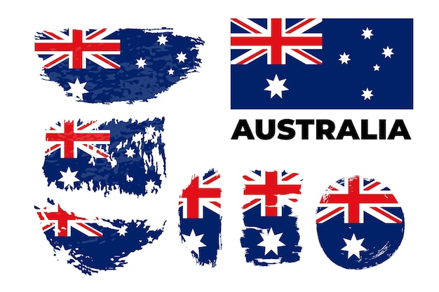 Australia grunge flag set on a white background vector illustration