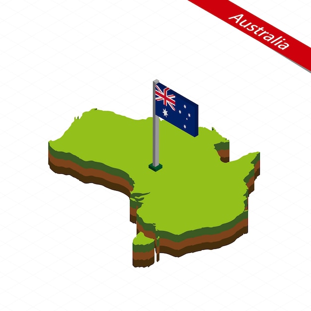 Australia Isometric map and flag Vector Illustration
