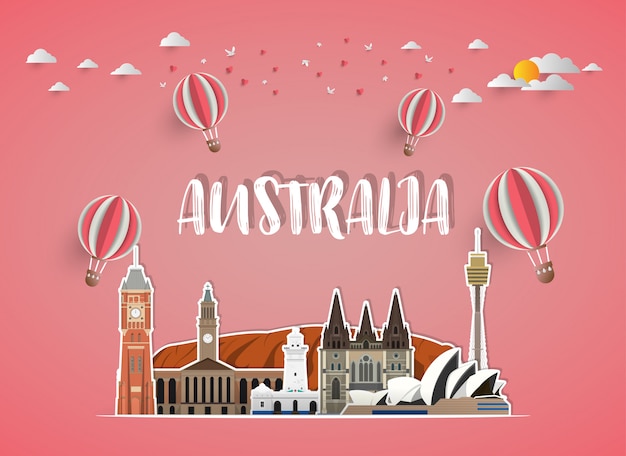 Australia landmark global travel and journey paper background.