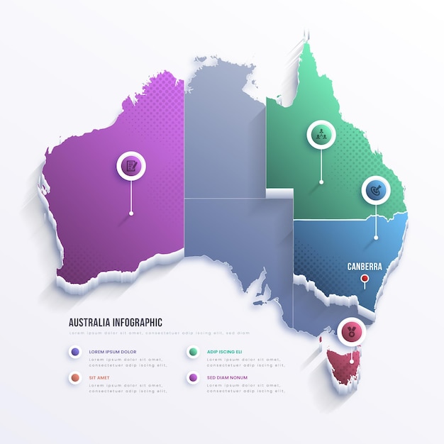 Vettore australia mappa infografica