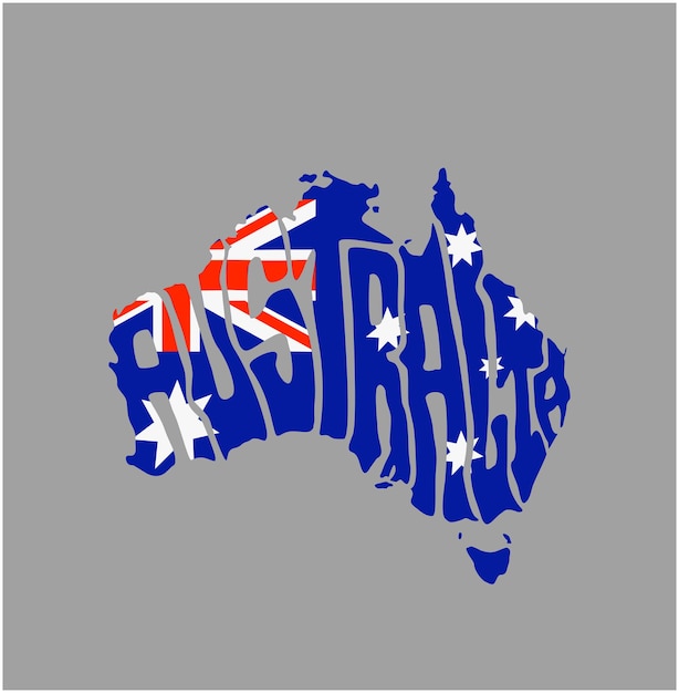 Australia Map lettering in map shape Australia map typography vector 