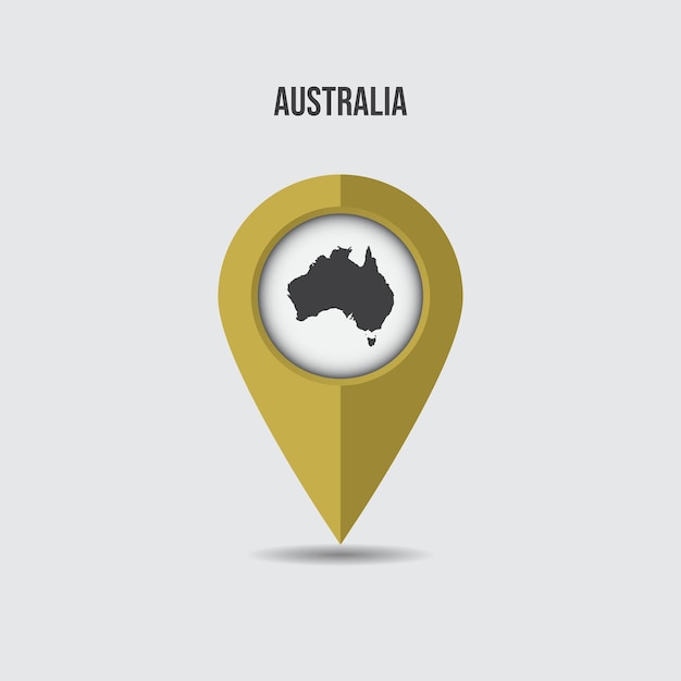 Australia map on location pin. 3D pointer with map isolated on a background.