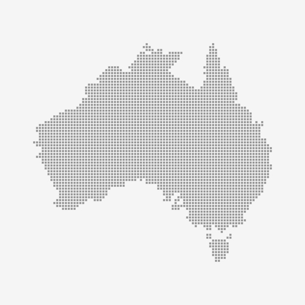 Mappa dell'australia realizzata con motivo a punti, mappa dell'australia a mezzitoni