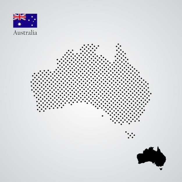 Australia map silhouette halftone style