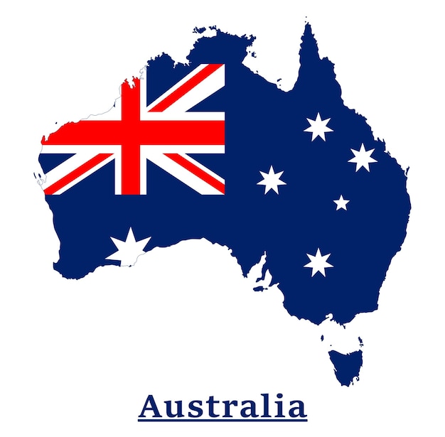 Australia National Flag Map Design, Illustration Of Australia Country Flag Inside The Map