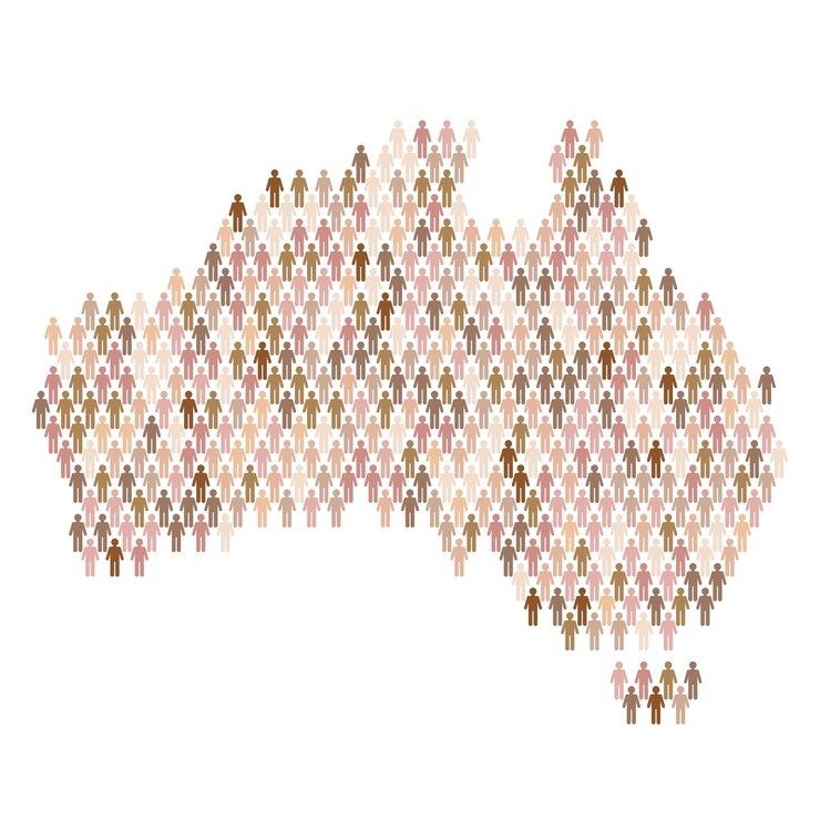 Vector australia population infographic map made from stick figure people