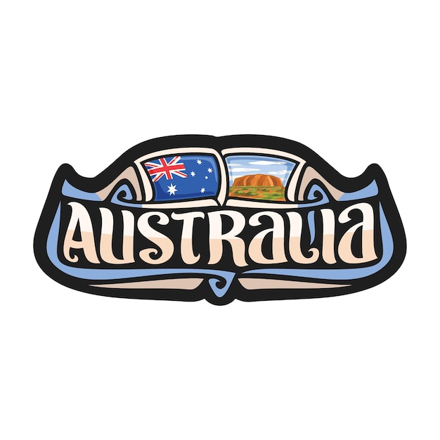 Australia sticker flag logo badge travel souvenir illustration