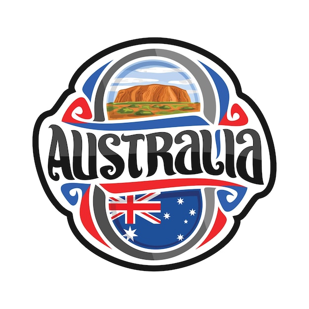 Illustrazione del ricordo di viaggio del distintivo del logo della bandiera dell'autoadesivo dell'australia