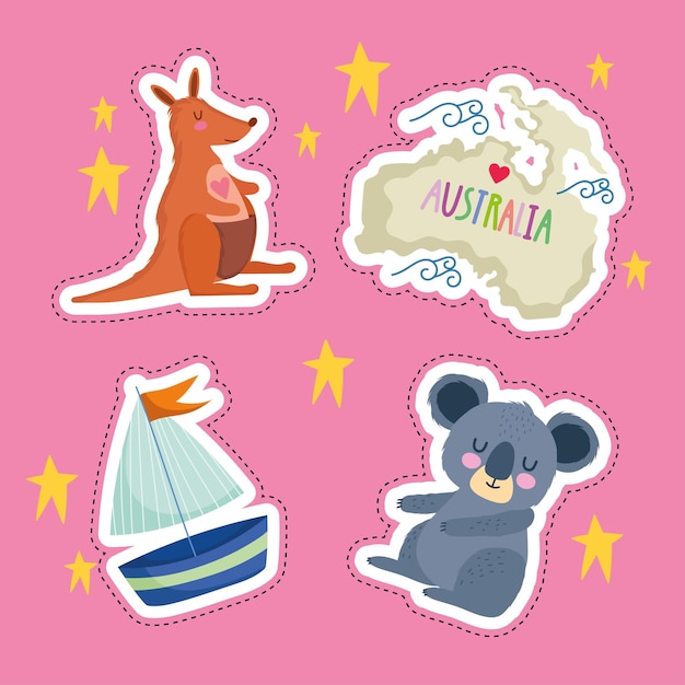 Vector australia stickers icons