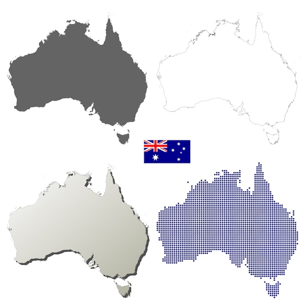 Vector australia vector outline map set