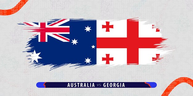 ベクトル オーストラリア対ジョージアの国際ラグビー試合筆ストローク スタイルのイラスト ラグビー試合の抽象的な汚れたアイコン