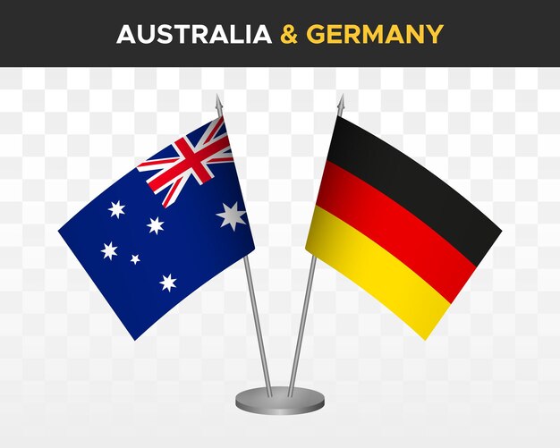 Australia vs Germany desk flags mockup isolated 3d vector illustration table flags