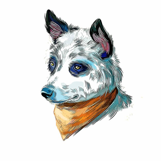 Australian Cattle Dog aquarel schets Hand getekende illustratie