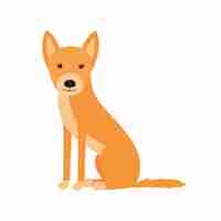 Vector australian dog dingo sitting. dingo in full growth. vector illustration isolated on white background.