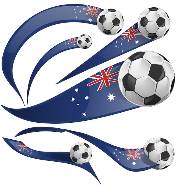 Vector australian flag set whit soccer ball convertito