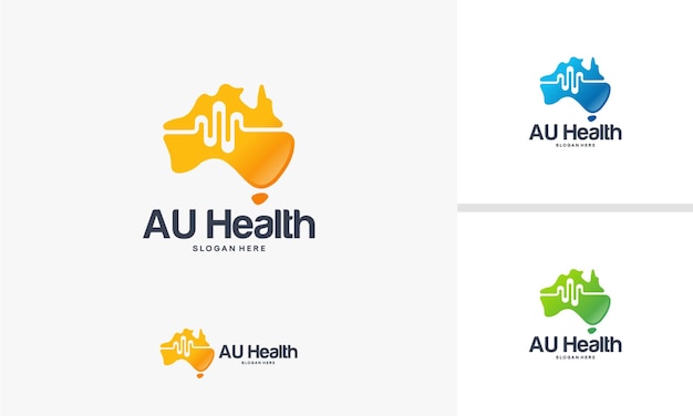 Australian health logo-ontwerpconcept, australische kaartlogo-ontwerpen