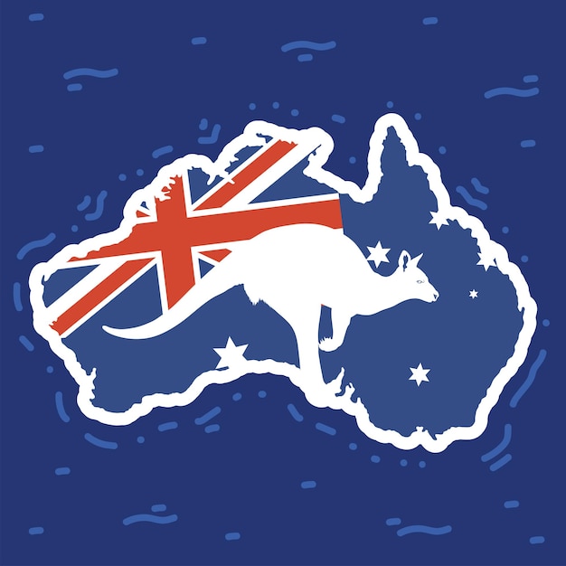 Вектор Австралийский кенгуру на карте
