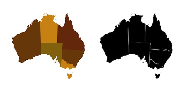 Sfondo bianco mappa silhouette vettoriale australiano