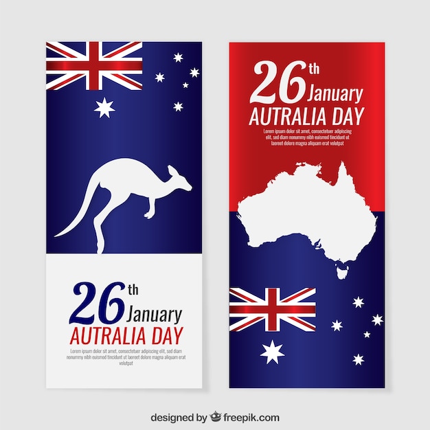 Australië dag banners met silhouetten