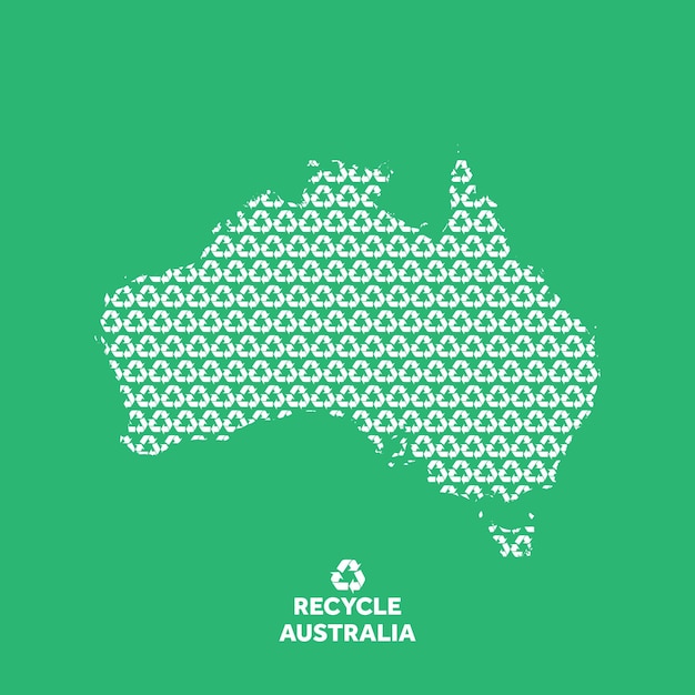 Australië kaart gemaakt van recycling symbool milieuconcept