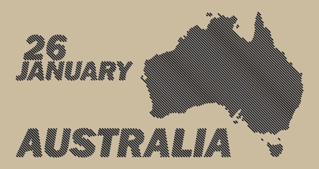 Australië landkaart met rasterlijn vorm voorbeeld gestreepte maaskaart