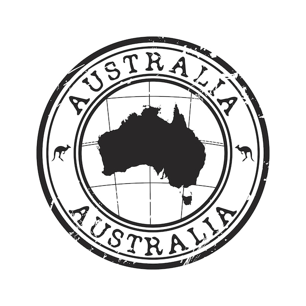 Australië ronde grunge rubber vector stempel met kaart
