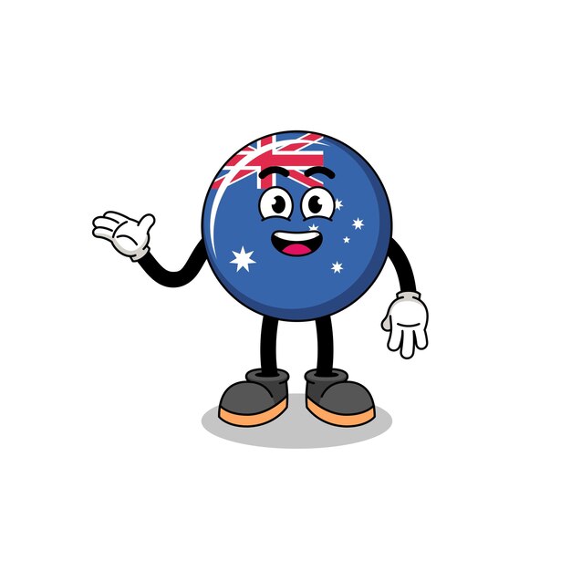 Vector australië vlag cartoon met welkome pose