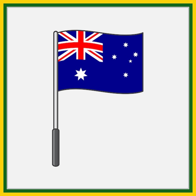 Australië Vlag Cartoon Vector Illustratie Vlag van Australië Flat Icon Outline