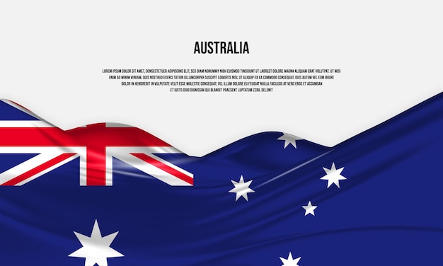 Australië vlag ontwerp. Wapperende Australische vlag gemaakt van satijn of zijden stof. Vectorillustratie.