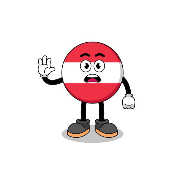 Austria flag cartoon illustration doing stop hand character design