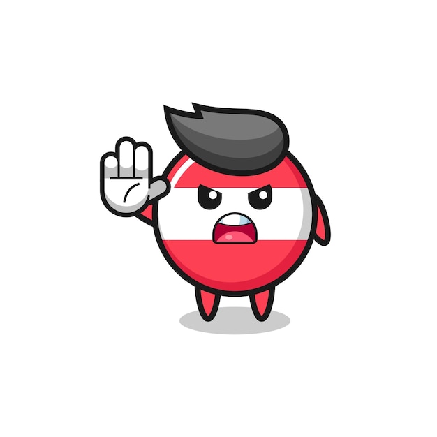 Austria flag character doing stop gesture cute design