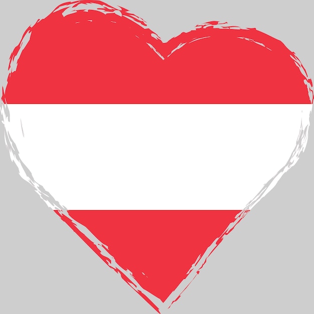 Austria flag in heart shape grunge brushstroke Austrian brush stroke flag heart Vector flag symbol