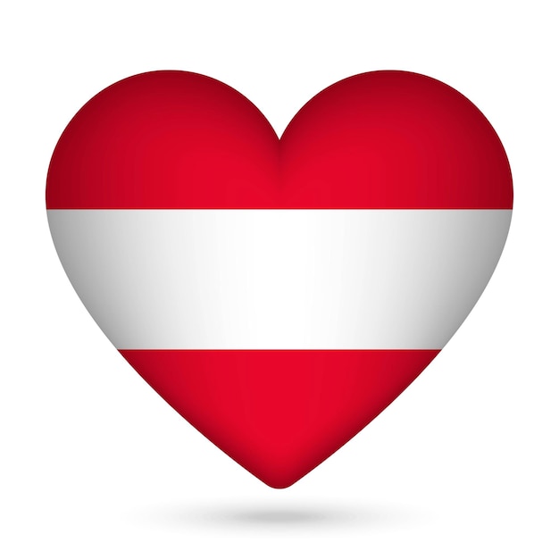 Austria flag in heart shape Vector illustration