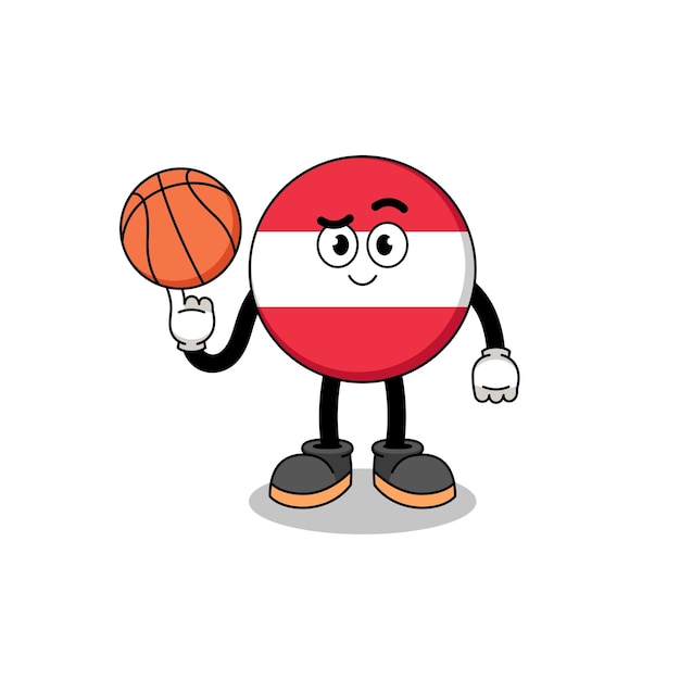 Illustrazione della bandiera dell'austria come design del personaggio di un giocatore di basket